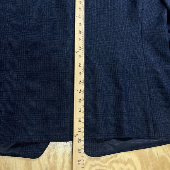 Lauren Ralph Lauren Windowpane Plaid Wool Sport Coat Blazer Men’s 50L Blue - Picture 15 of 16